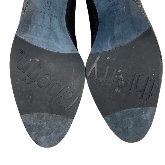 THIERRY RABOTIN STAMPED LIZARD LEATHER PEWTER MARY JANE RETRO BLOCK HEELS - Picture 9 of 16